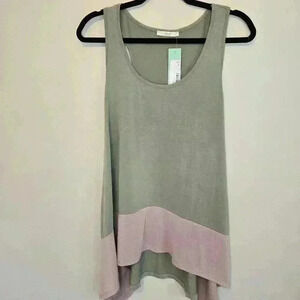 NWT Le Lis Women's Racerback High-low Tank Top  Sage Green Size XL